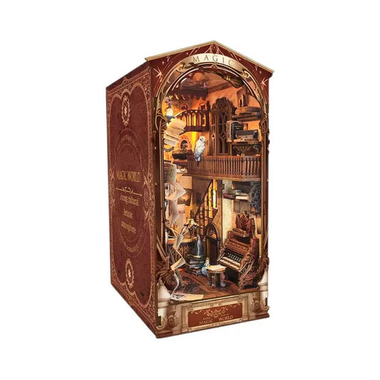 Book Nook Kit mit LED Licht – Magische Welt Miniatur für Bücherregal | Perfektes Geschenk